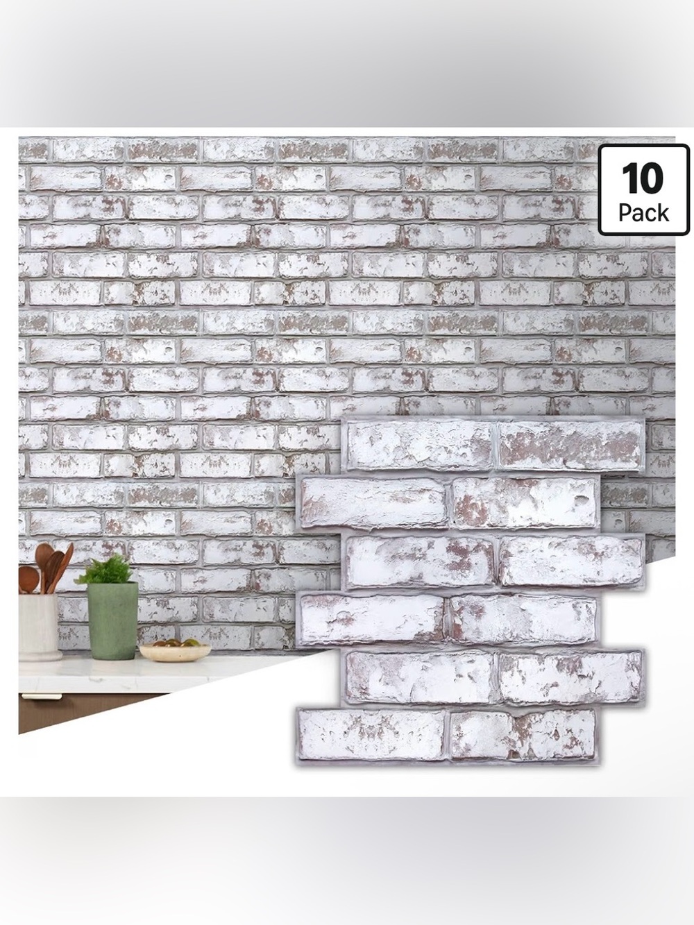 Commomy 10 Pcs Peel and Stick Brick Tile Thin PVC 10 pcs 11.8"x 11.8"